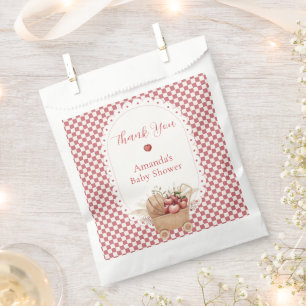 Red Gingham Boho Apple Of Our Eye Baby Shower Favor Bag