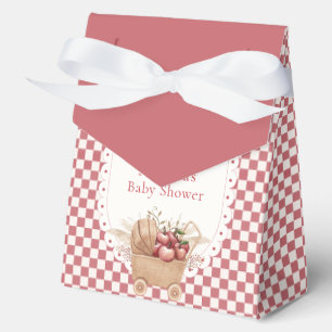 Red Gingham Boho Apple Of Our Eye Baby Shower Favor Boxes