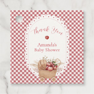 Red Gingham Boho Apple Of Our Eye Baby Shower Favor Tags