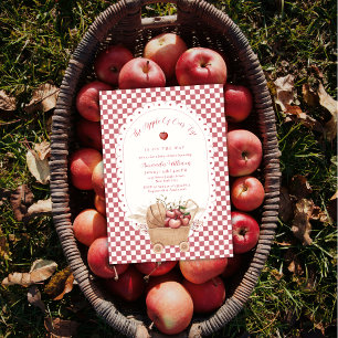 Red Gingham Boho Apple Of Our Eye Baby Shower Invitation