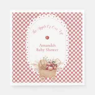 Red Gingham Boho Apple Of Our Eye Baby Shower Napkins