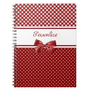 Red Gingham Bow Name Notebook