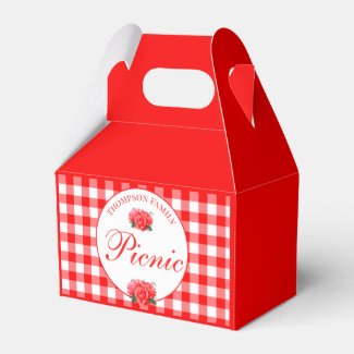 Red Gingham Buffalo Check Picnic Custom Favor Box