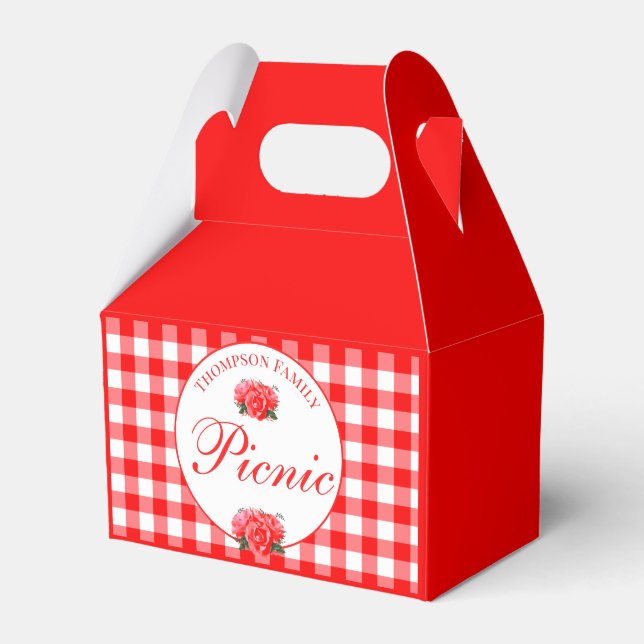 Red Gingham Buffalo Check Picnic Custom Favor Box (Front Side)