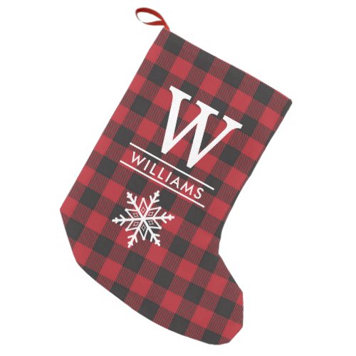 Red Gingham Buffalo Plaid Custom Name Monogrammed Small Christmas Stocking