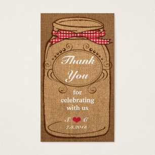 Red Gingham & Burlap Mason Jar Favor Tags