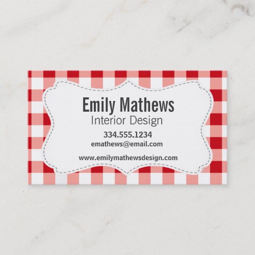 Red Gingham Business Card Template