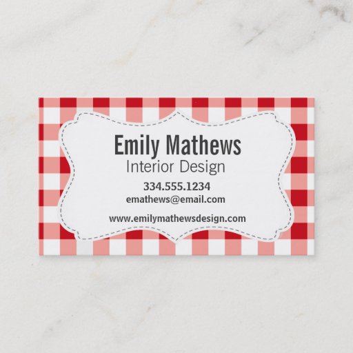 Customizable Red Gingham Business Card Template