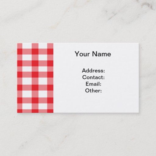 Customizable Red Gingham Business Card Templates