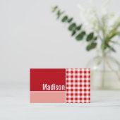 Red Gingham Business Card (Standing Front)