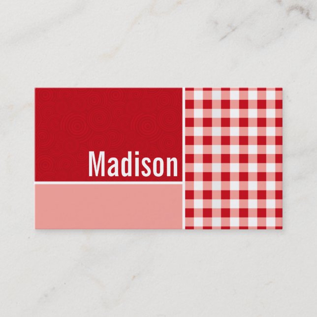 Red Gingham Business Card (Front)