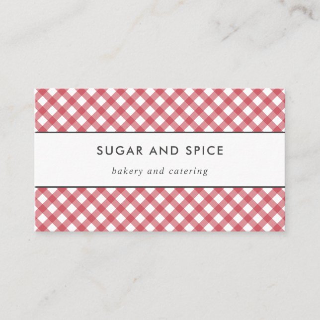 Red Gingham Business Card (Front)