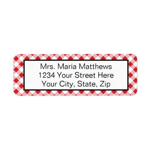 Red Gingham Check Address Mailing Labels