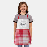 Red Gingham Check Child Personalized Cooking Apron at Zazzle