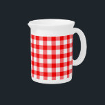 Red Gingham Check Farmhouse Country Kitchen Beverage Pitcher<br><div class="desc">Red gingham plaid check pattern pitcher with farmhouse country home living style.  Perfect your kitchen,  summer picnics,  celebrations,  etc.</div>