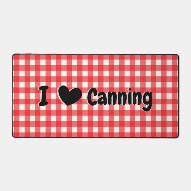 Red Gingham Check I Heart Canning Jar Cooling Mat (Front)