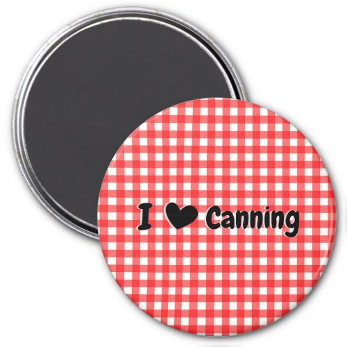 Red Gingham Check I Heart Canning Kitchen Magnet