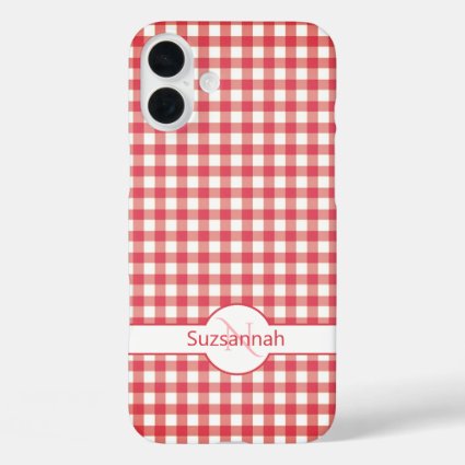Red Gingham Check Monogrammed Custom Case-Mate