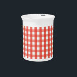 Red Gingham Check Pattern Beverage Pitcher<br><div class="desc">The classic red checkered pattern looks cool on all the products!  On some of the products,  we've added a white panel trimmed in red or black so you can place and read type more easily.  Great for family reunion gifts,  wedding presents,  or housewarming parties!</div>