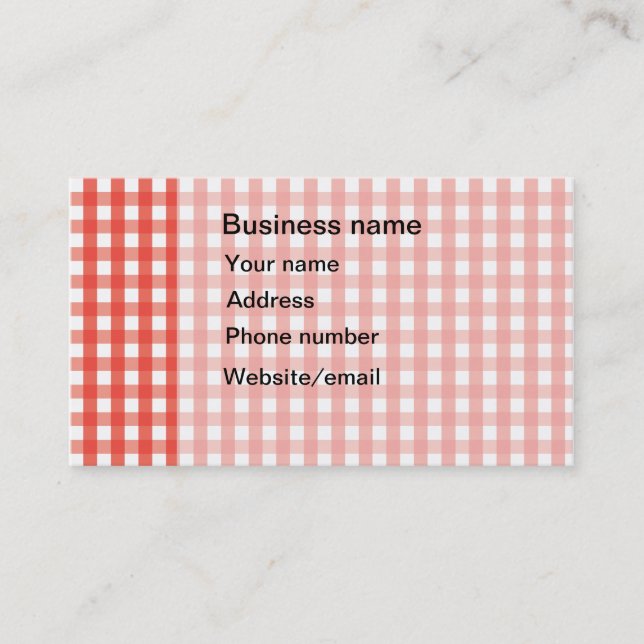 Red Gingham Check Pattern Business Card (Front)
