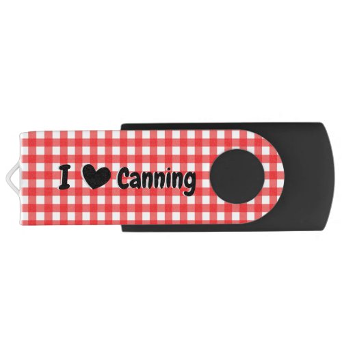 Red Gingham Check Pattern I Heart Canning Recipes Flash Drive