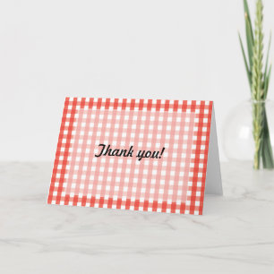 Red Gingham Check Pattern Letterpress Thank You Card