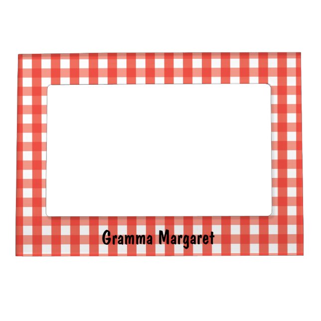 Red Gingham Check Pattern Magnetic Frame (Front)