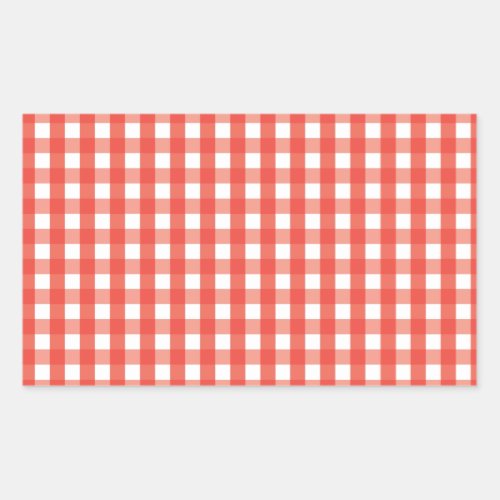 Red Gingham Check Pattern Rectangular Sticker