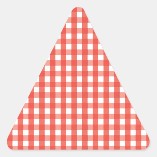 Red Gingham Check Pattern Triangle Sticker