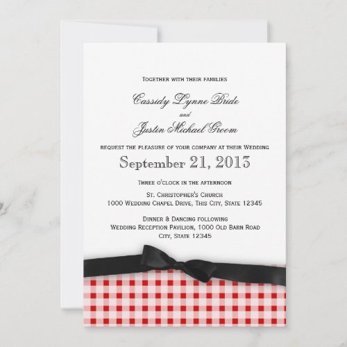 Red Gingham Check Pattern with Ribbon Cards