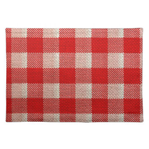 Red Gingham Checkered Pattern Burlap Look Cloth Placemat