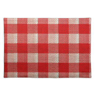 Red Gingham Checkered Pattern Burlap Look Cloth Placemat