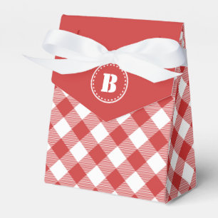 Red Gingham Checkered Pattern Favor Box
