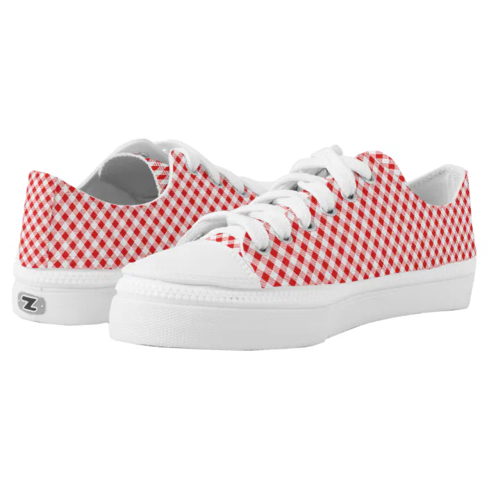 red gingham sneakers