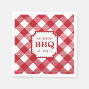 Red Gingham Checkered Pattern Paper Napkin