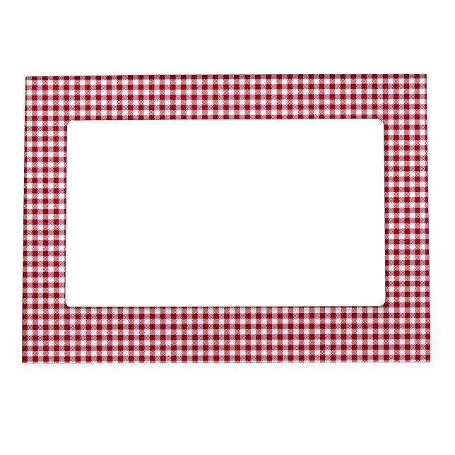 Red Gingham Checkered Plaid Pattern Magnetic Frame (Front)
