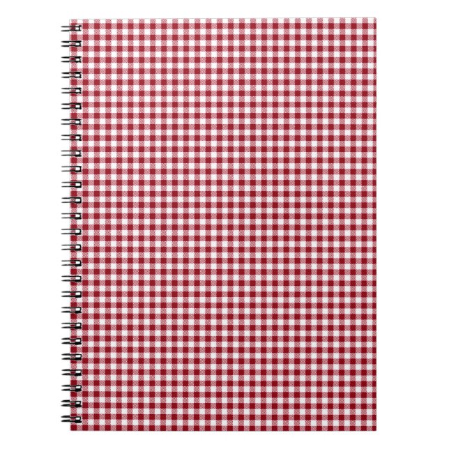 Red Gingham Checkered Plaid Pattern Notebook (Front)