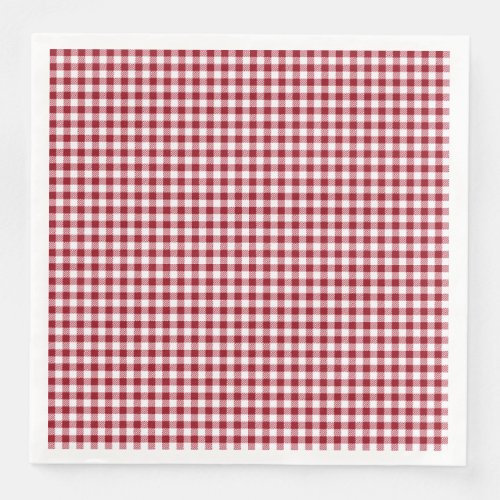 Red Gingham Checkered Plaid Pattern Paper Dinner Napkins