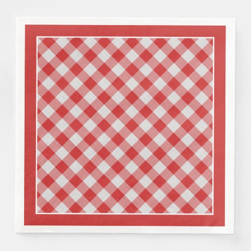 Red Gingham Checks Pattern For All Occasions Paper Dinner Napkins