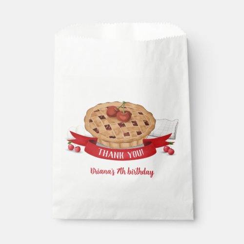 Red Gingham Cherry Cutie Pie Birthday Party Favor Bag