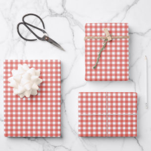 Red Gingham Christmas Wrapping Paper Sheets