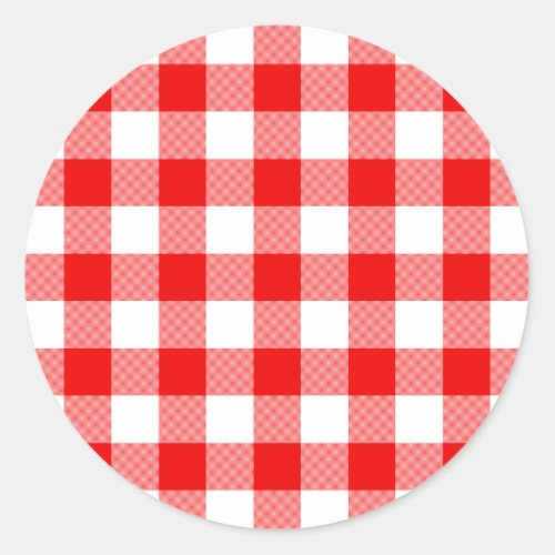 Red Gingham Classic Round Sticker