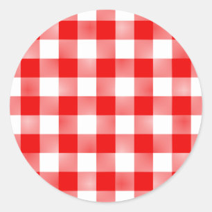 Red Gingham Classic Round Sticker