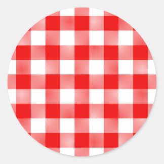 Red Gingham Classic Round Sticker