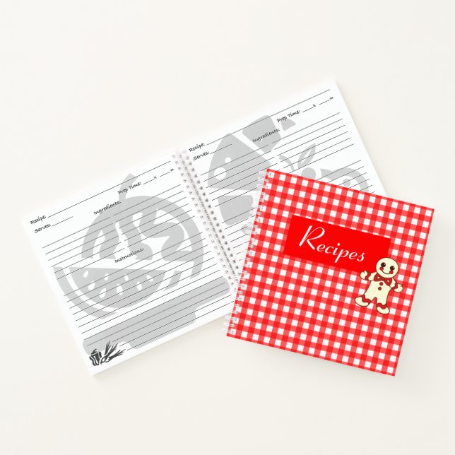 Red Gingham Cookie Recipe Binder Notebook (Inside)