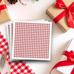 Red Gingham Country christmas Bridal Shower Napkins