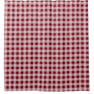 Red Gingham Country Rustic Bathroom Shower Curtain