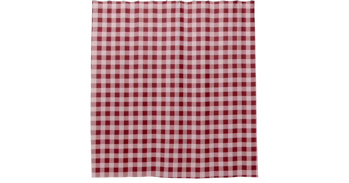 Red Gingham Country Rustic Bathroom Shower Curtain | Zazzle
