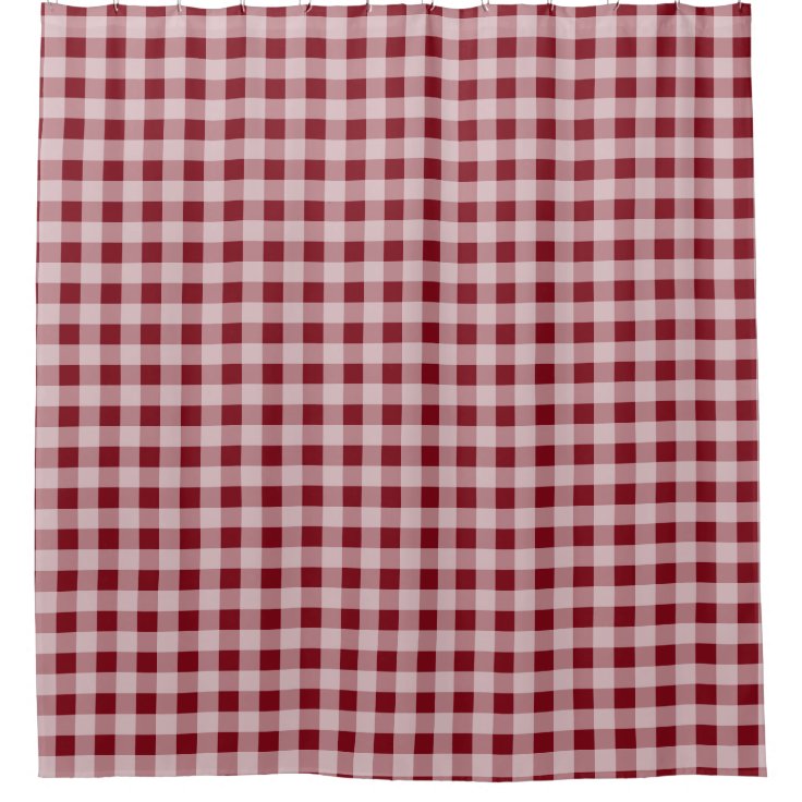 Red Gingham Country Rustic Bathroom Shower Curtain Zazzle
