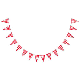 Red Gingham Country Wedding Bunting Flags